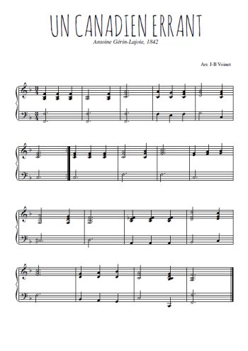Téléchargez l'arrangement pour piano de la partition de Un Canadien errant en PDF